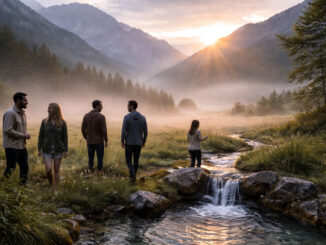 Menschen am Bach