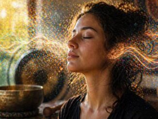 eine Frau hört Spirituelle Frequenzen