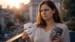 Kritische Spiritualität und Doppelmoral - Frau mit Masken