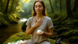 Naturkosmetik Wirkung - Frau mit Creme am Bach