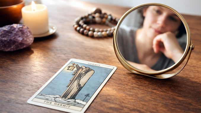 Tarotkarte auf dem Tisch liegend
