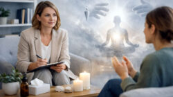 Therapiegespräch mit spirituellen Symbolen