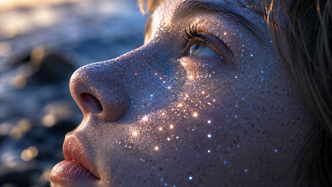 Glitzernder Blick in goldener Stunde