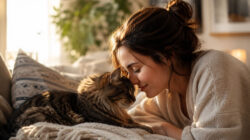 Tierkommunikation lernen Gemütliche Kuschelzeit mit Katze