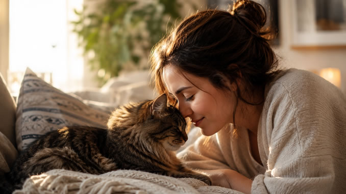 Gemütliche Kuschelzeit mit Katze