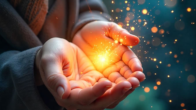 Lichtfunken in der Hand