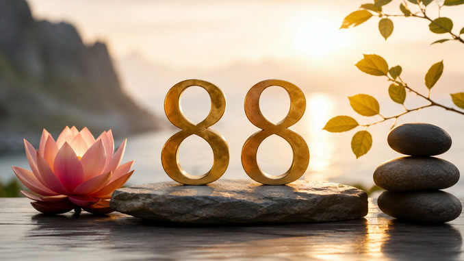 Meditation mit goldenen „88“ Numeralen