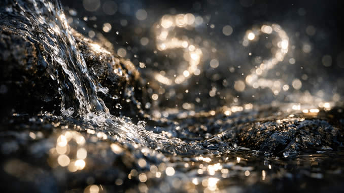 Mystische Numerologie in sprudelndem Wasser