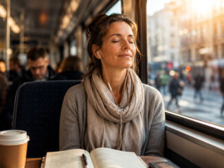 Frau in Ruhe in der Bahn