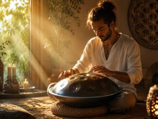 Sonnenlicht und Ruhe im Raum mit einem Handpan