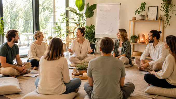 Achtsamkeit im Kreis der Stille eines Seminars